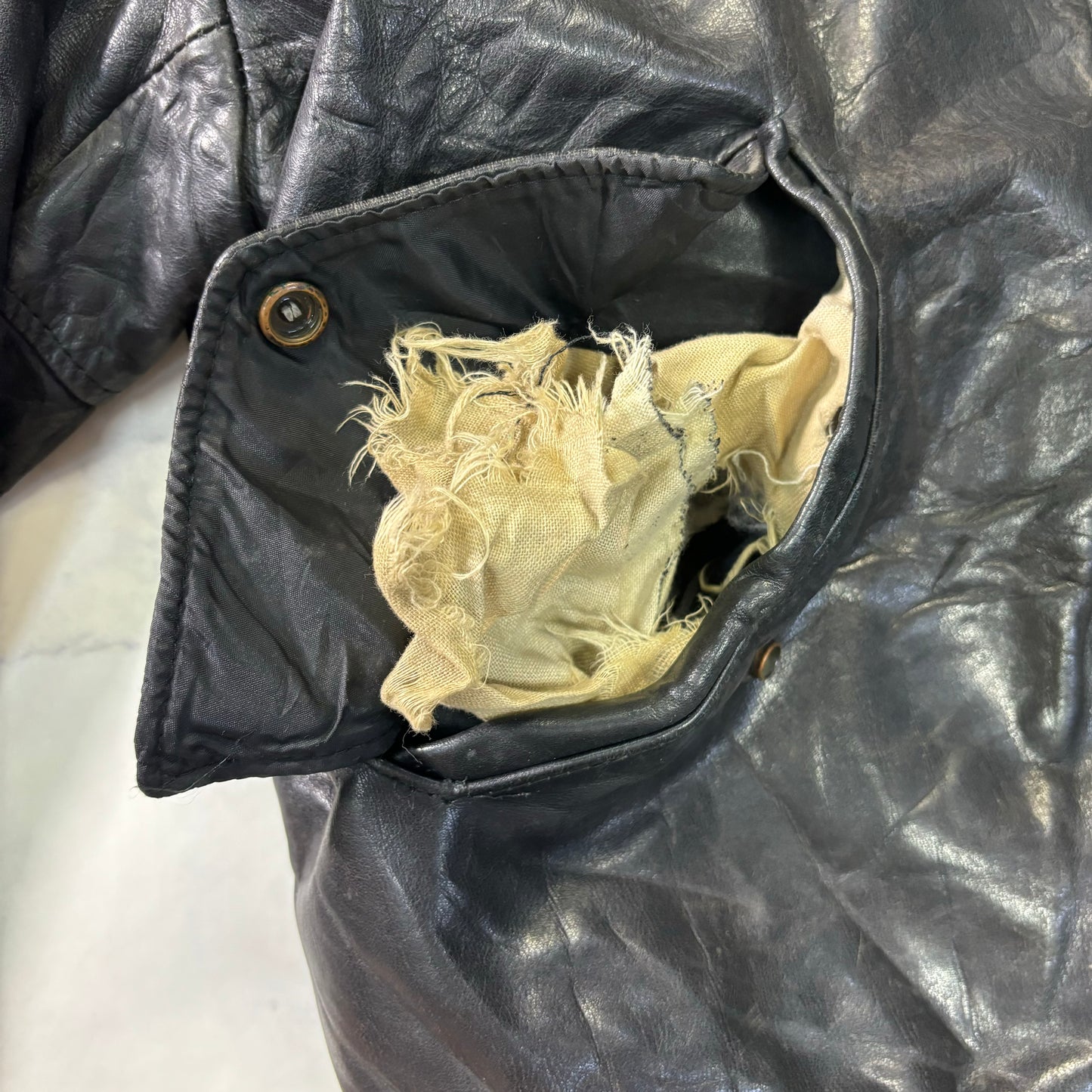 Schott Leather Bomber Jacket Black 90s Size44