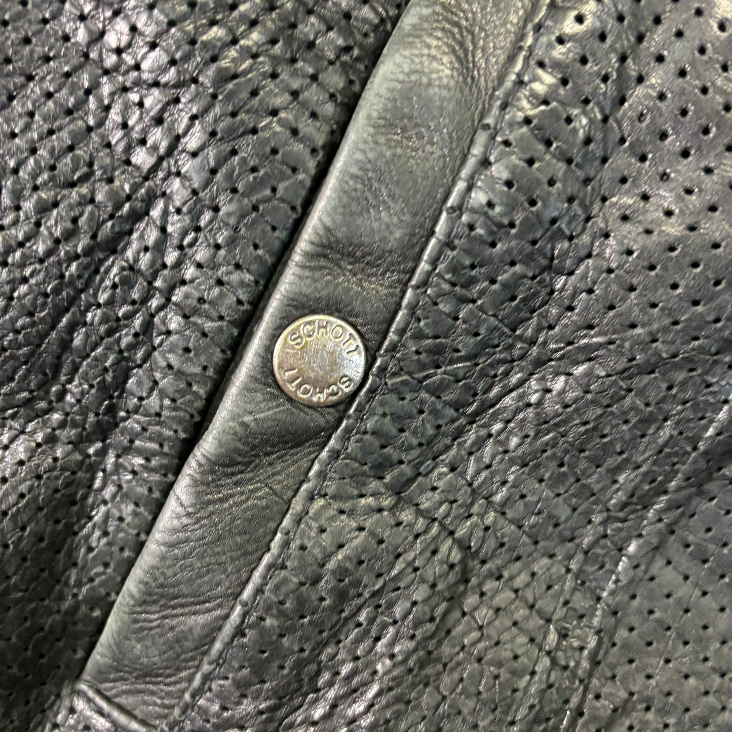 Schott Leather Hoodie Black 90s XXL