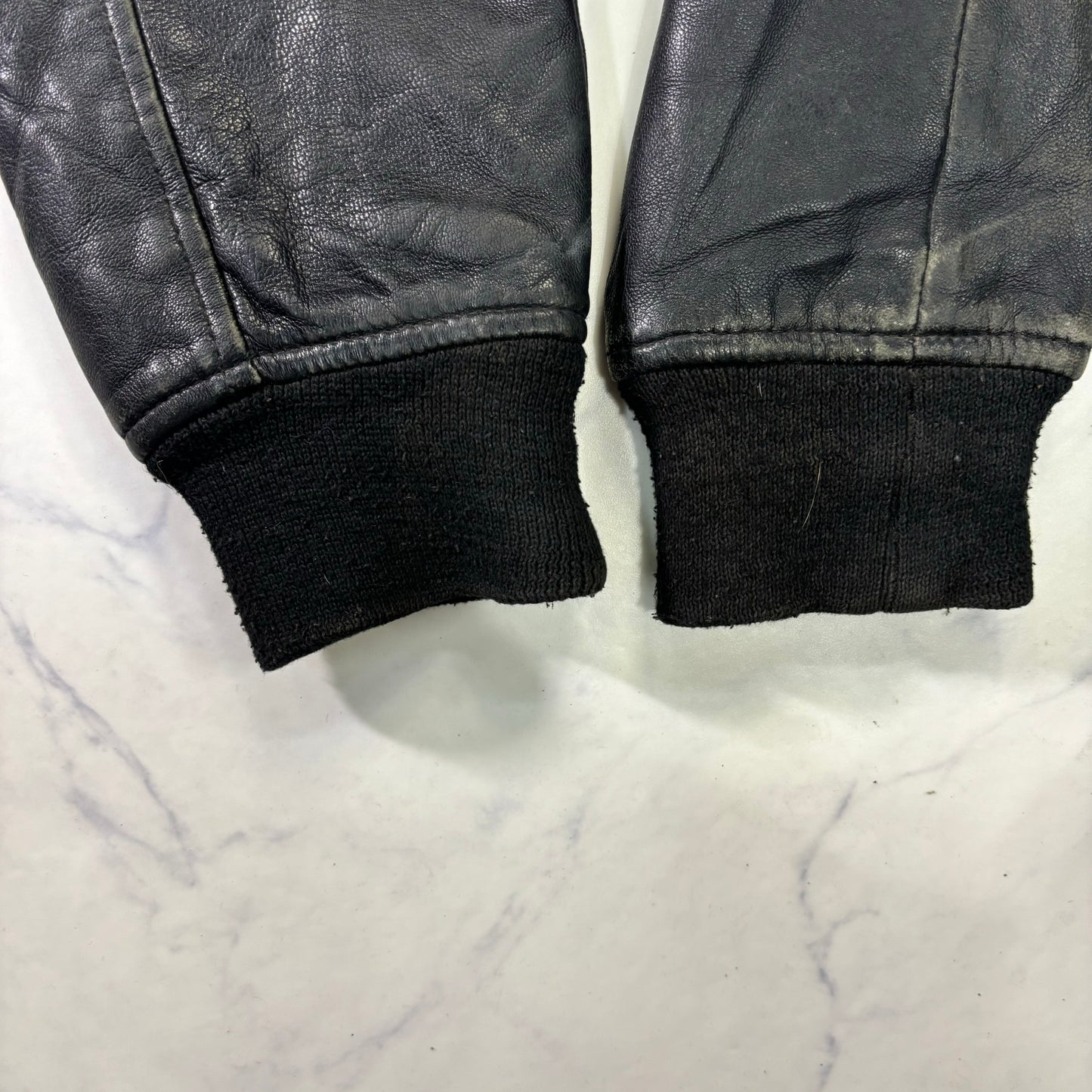 Schott Leather Bomber Jacket Black 90s S