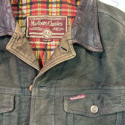 marlboro classics leather tracker jacket 90s