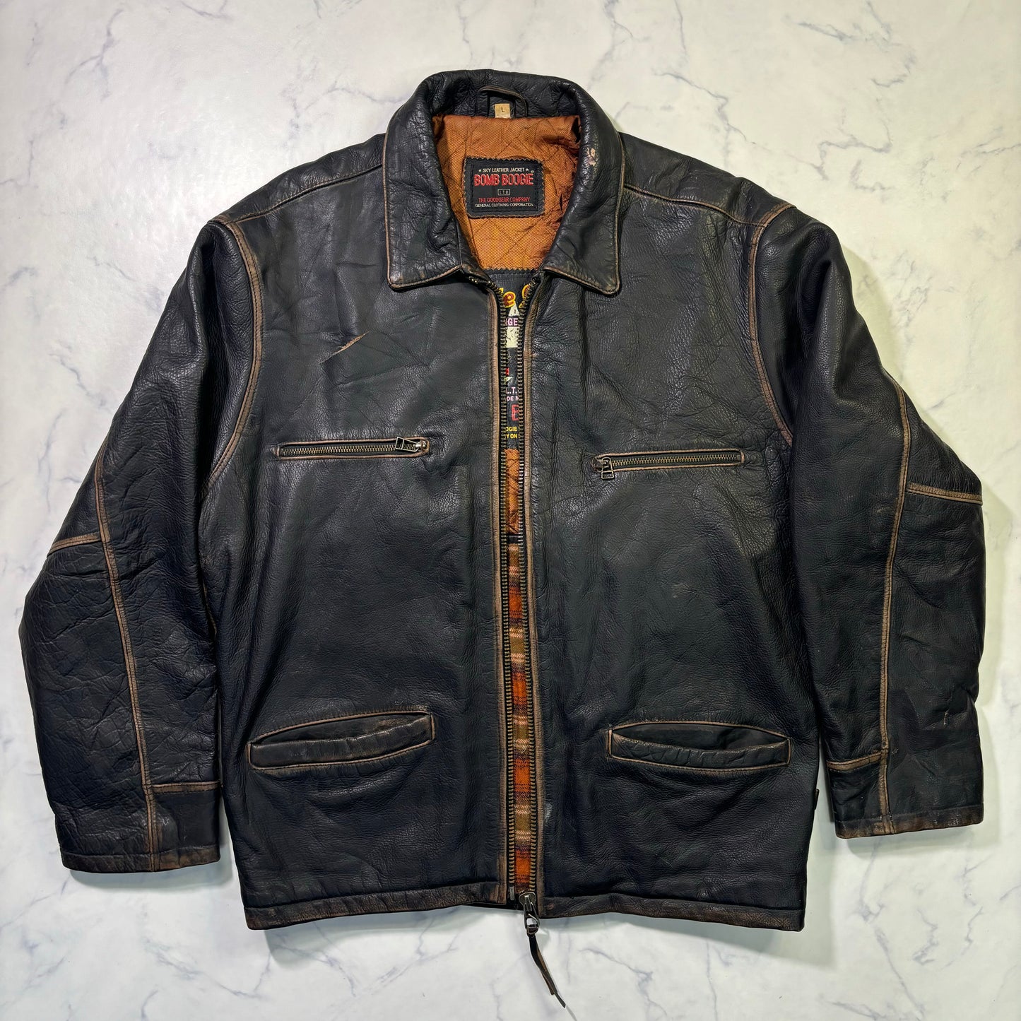 bomb boogie sky leather jacket
