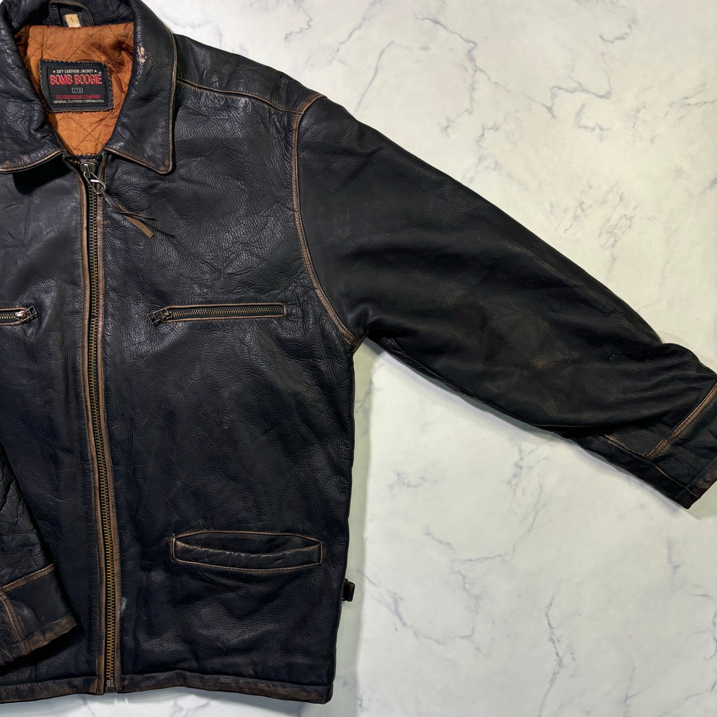 bomb boogie sky leather jacket