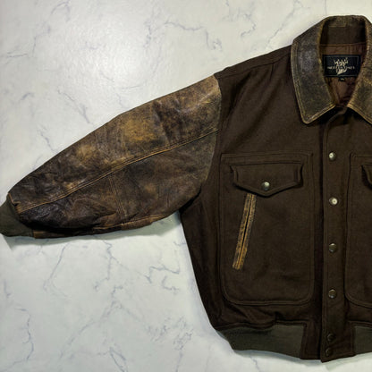 modern times wool leather bomber jacket