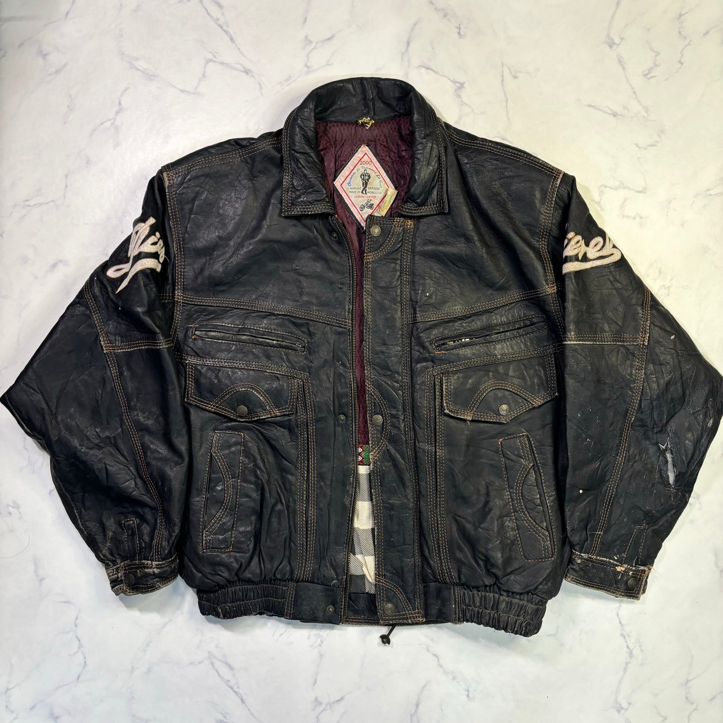 diesel leather bomber jacket 00s