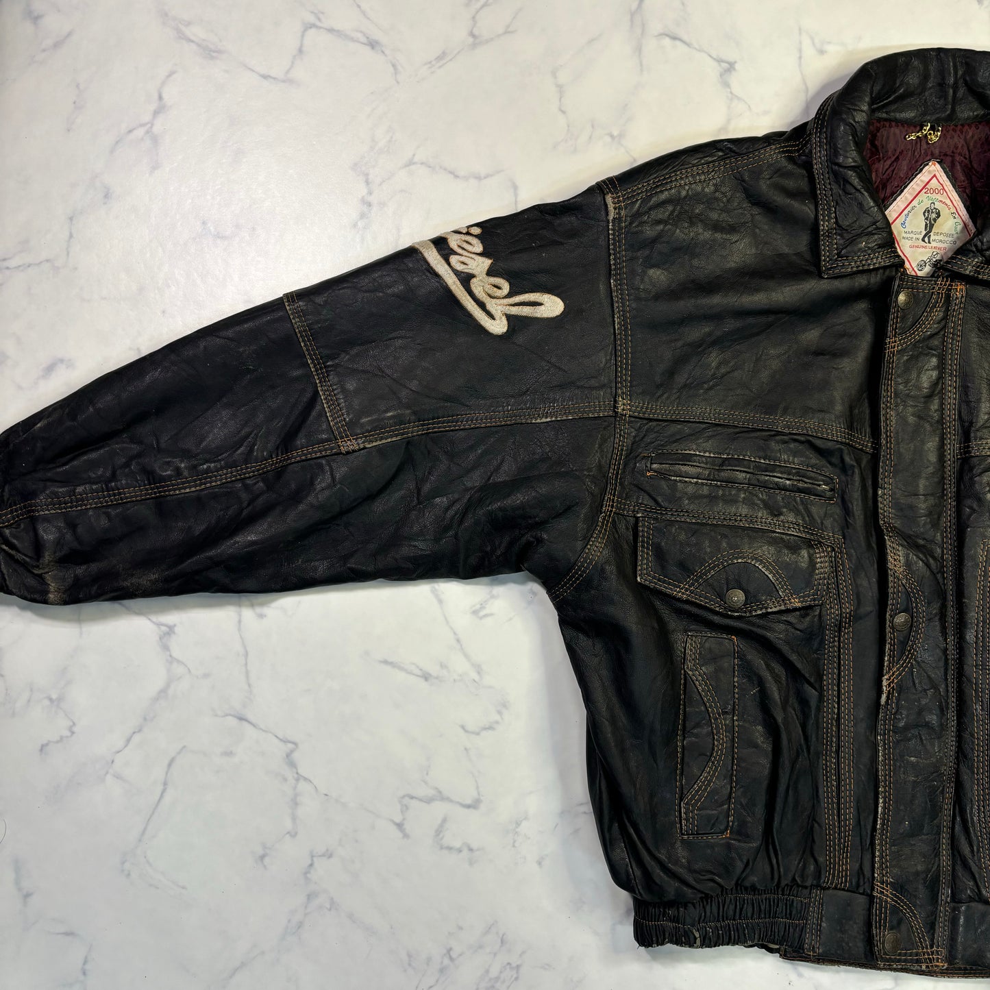 diesel leather bomber jacket 00s