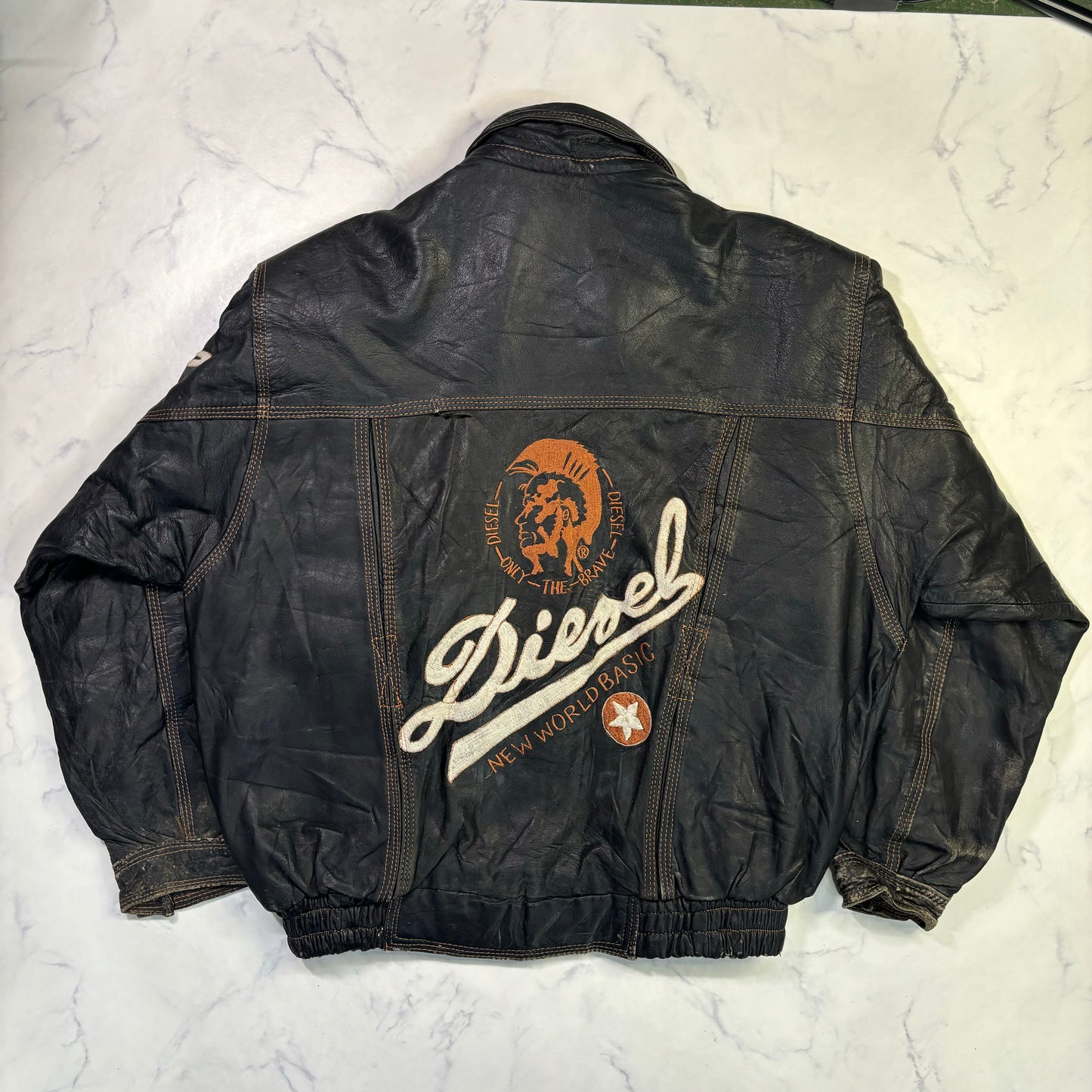 diesel leather bomber jacket 00s