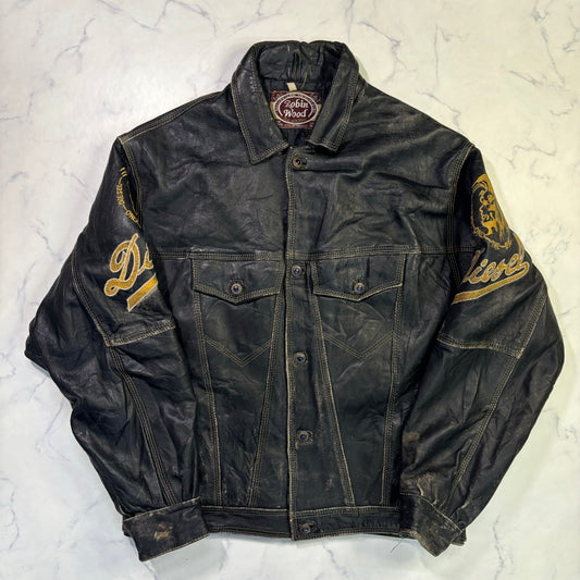 diesel robin wood leather jacket 90s~00s