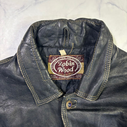 diesel robin wood leather jacket 90s~00s