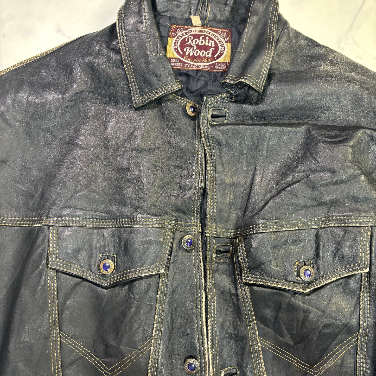 diesel robin wood leather jacket 90s~00s