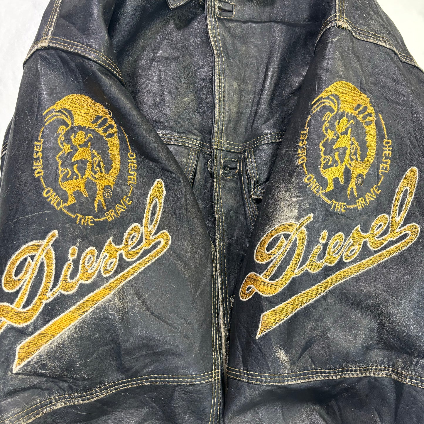 diesel robin wood leather jacket 90s~00s