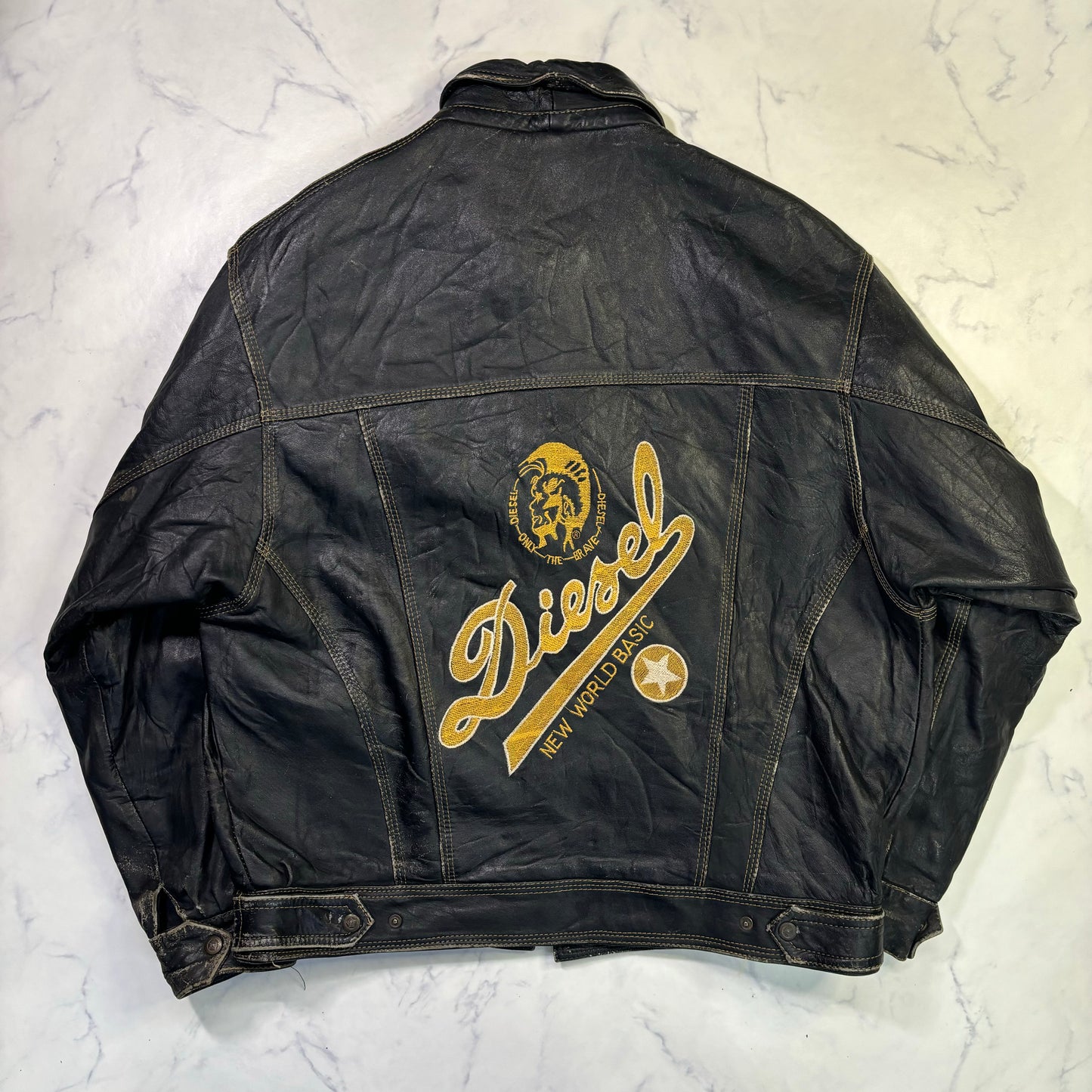 diesel robin wood leather jacket 90s~00s