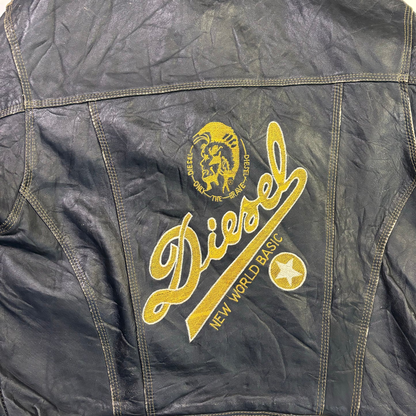 diesel robin wood leather jacket 90s~00s
