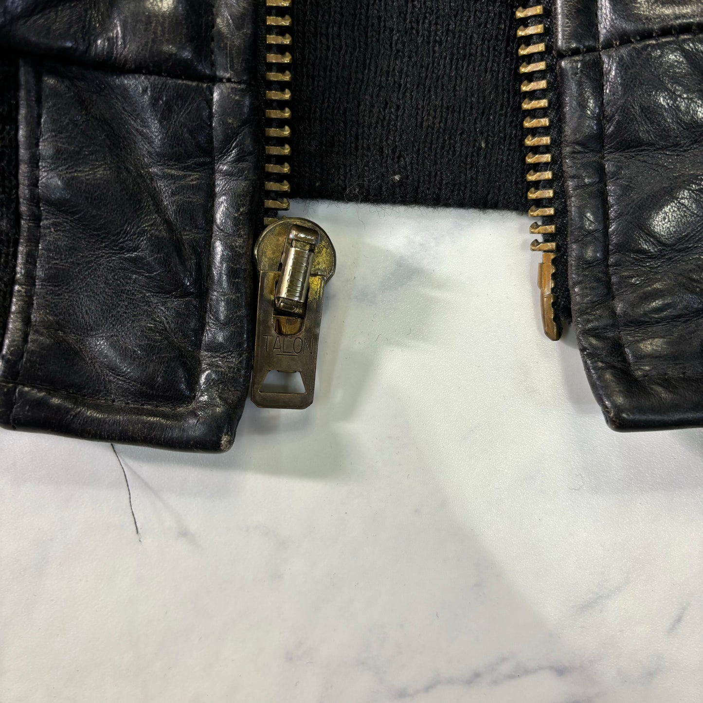 Schott Leather Bomber Jacket Black 90s Size44