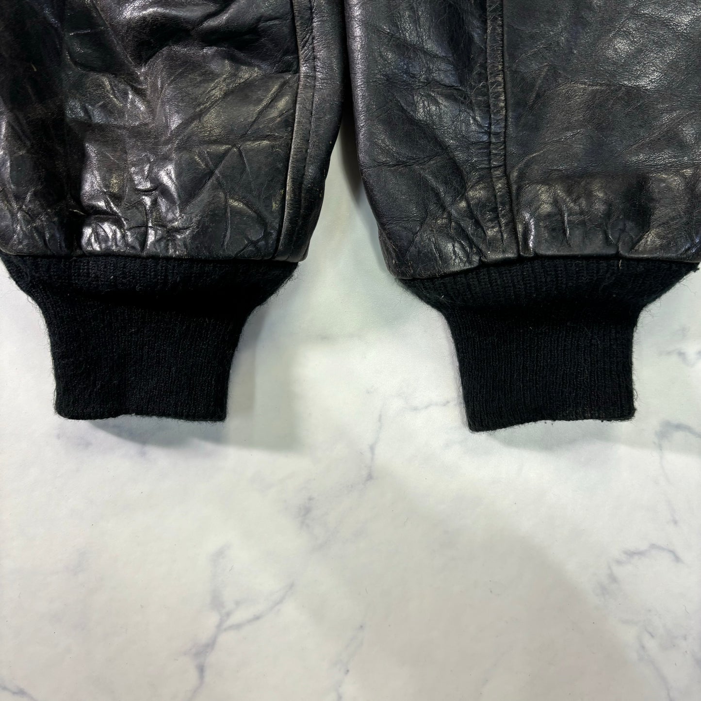 Schott Leather Bomber Jacket Black 90s Size44