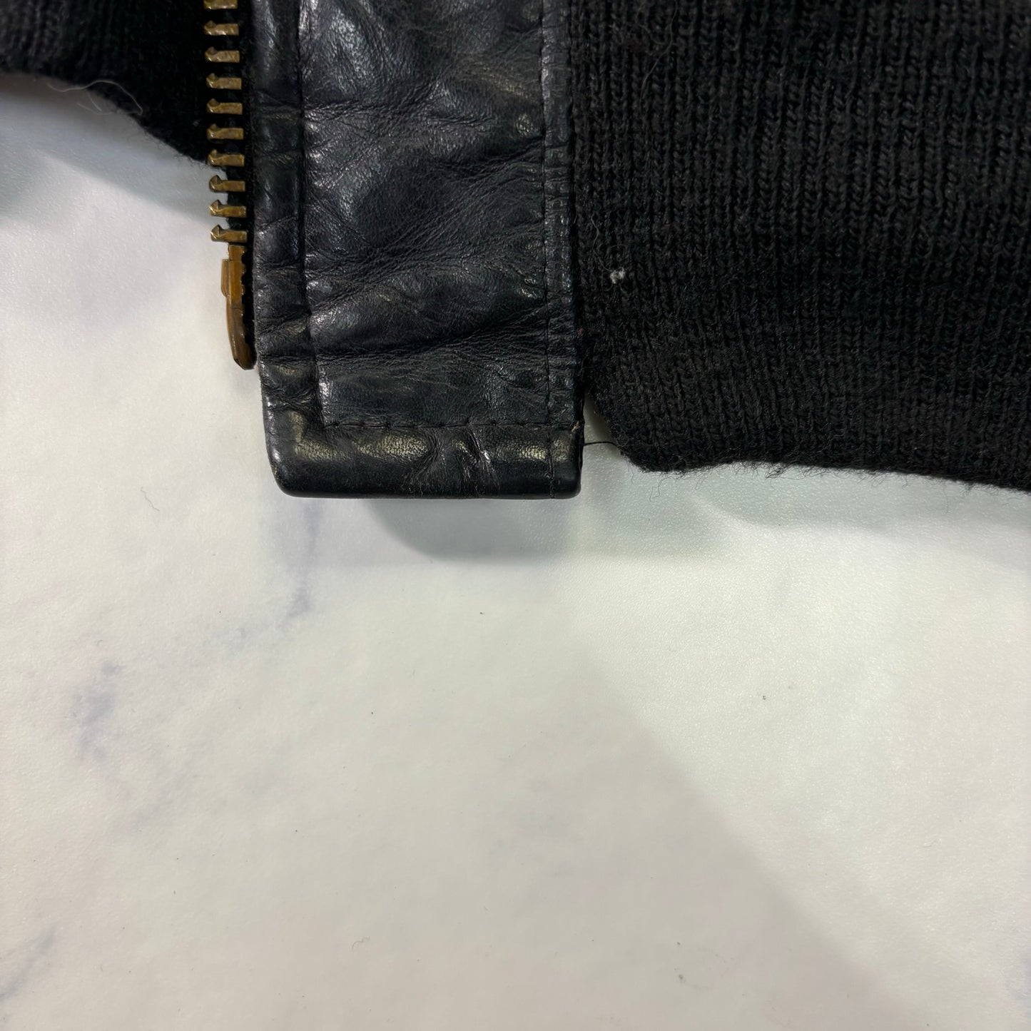 Schott Leather Bomber Jacket Black 90s Size44