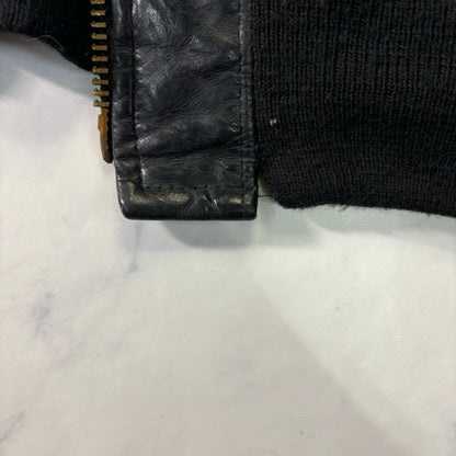 Schott Leather Bomber Jacket Black 90s Size44