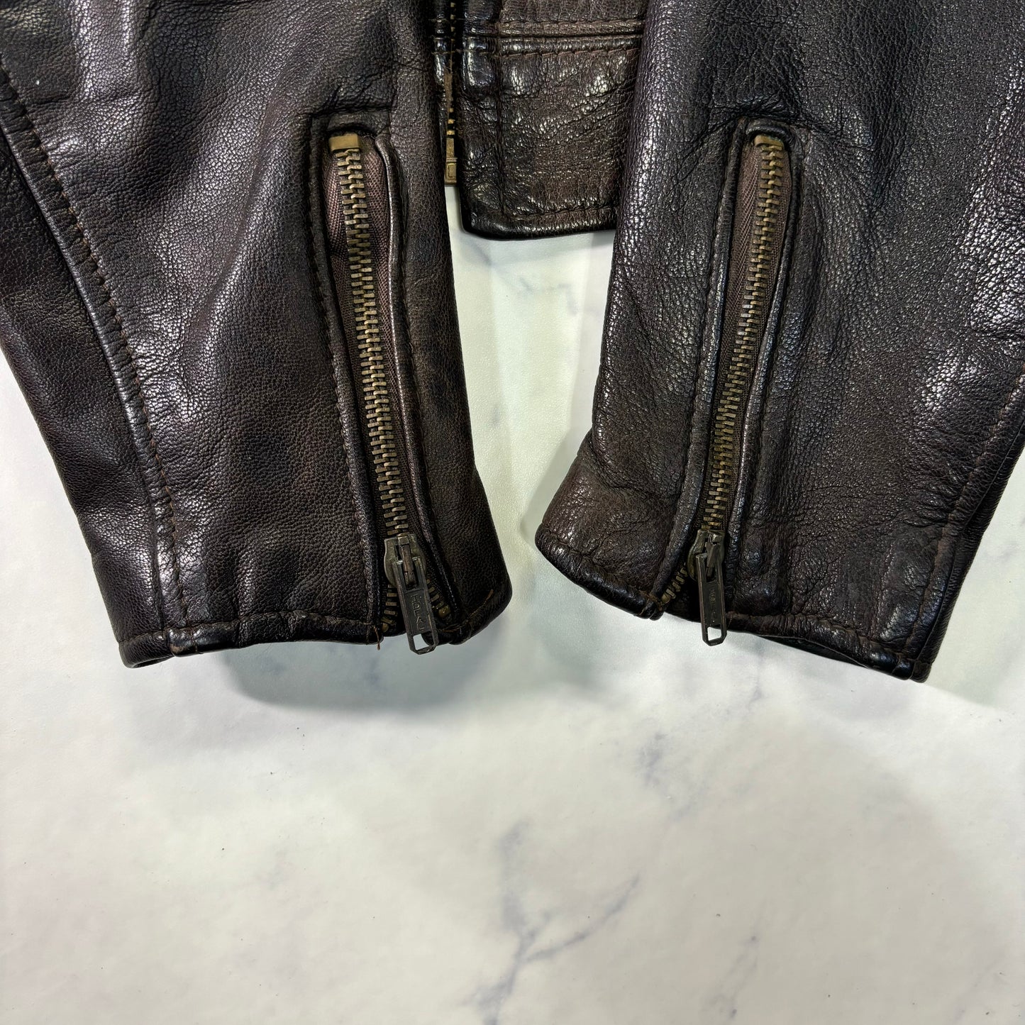 Schott Leather Cafe Racer Jacket Single Rider Black 90s M