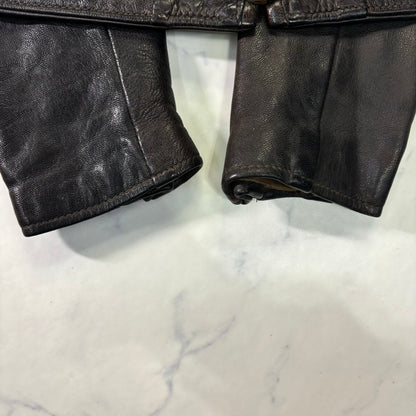 Schott Leather Cafe Racer Jacket Single Rider Black 90s M