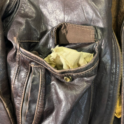 Schott A-2 Leather Flight Jacket Brown 80s Size48