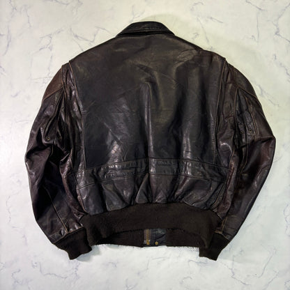 Schott A-2 Leather Flight Jacket Brown 80s Size48