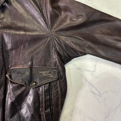 Schott A-2 Leather Flight Jacket Brown 80s Size48