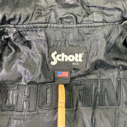 Schott Leather Hoodie Black 90s XXL