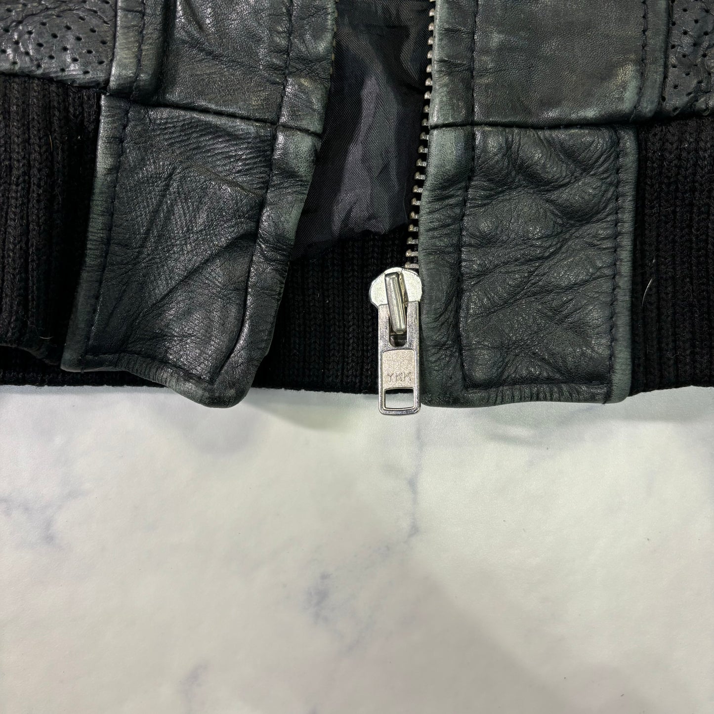 Schott Leather Hoodie Black 90s XXL