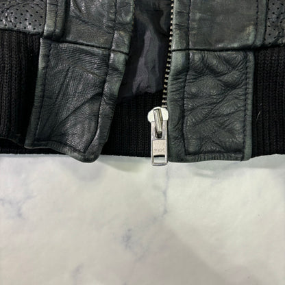 Schott Leather Hoodie Black 90s XXL