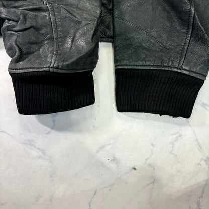 Schott Leather Hoodie Black 90s XXL