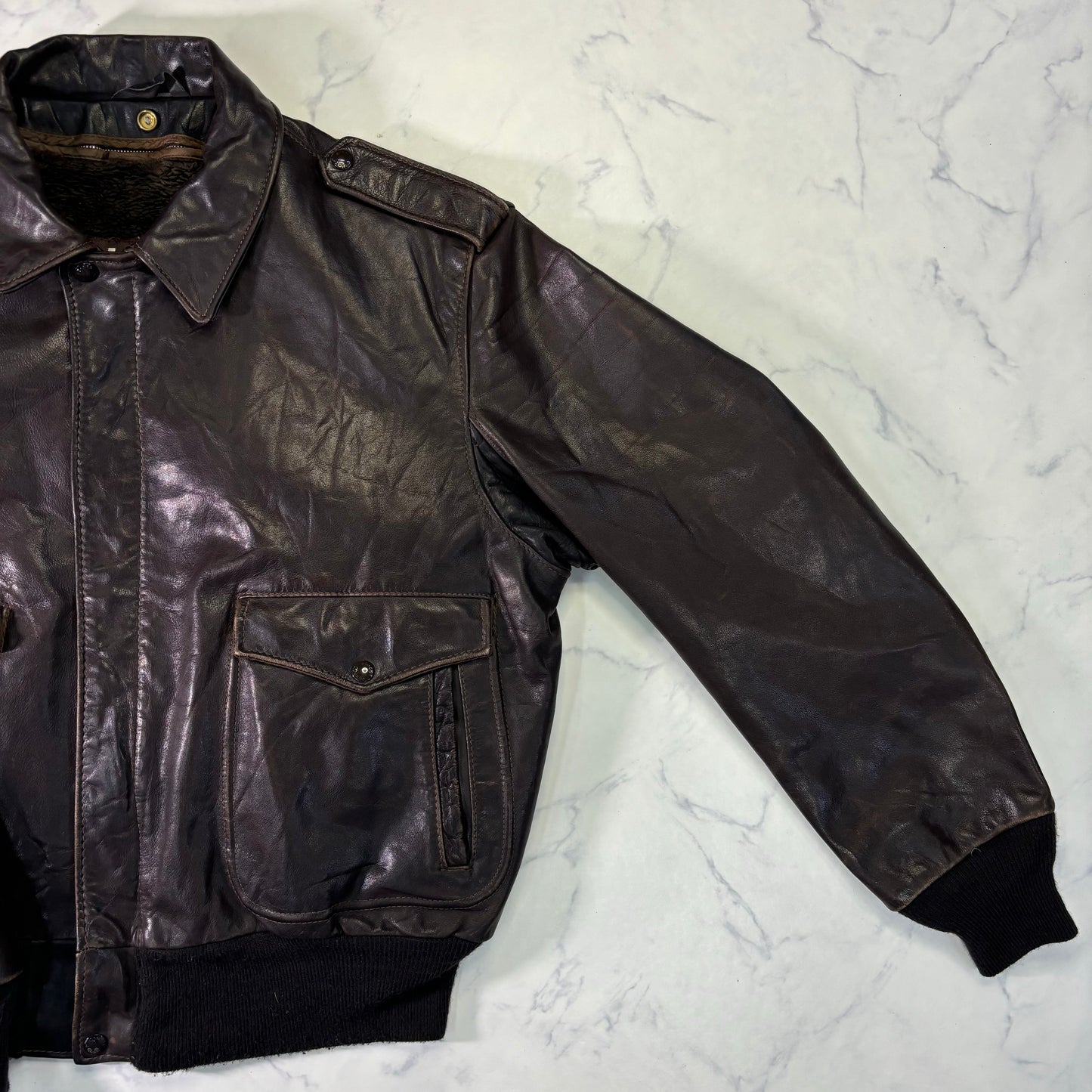 Schott A-2 Leather Flight Jacket Brown 80s Size46