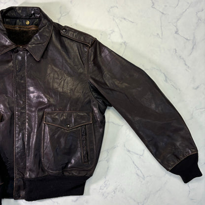 Schott A-2 Leather Flight Jacket Brown 80s Size46