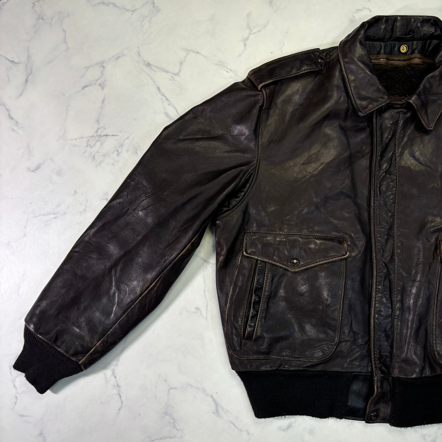 Schott A-2 Leather Flight Jacket Brown 80s Size46
