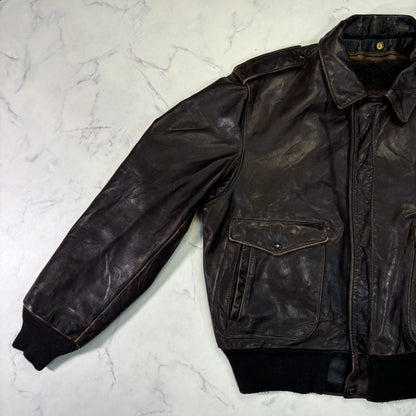 Schott A-2 Leather Flight Jacket Brown 80s Size46