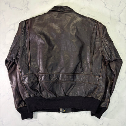 Schott A-2 Leather Flight Jacket Brown 80s Size46