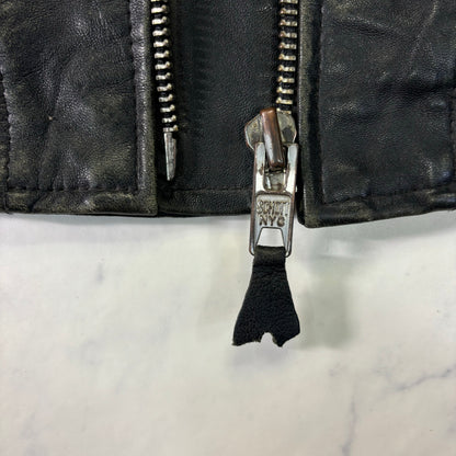 Schott Leather Bomber Jacket Black 90s S