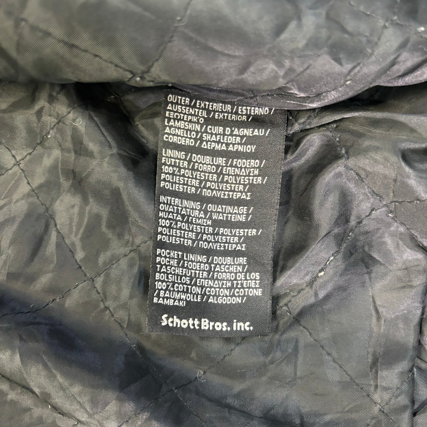 Schott Leather Bomber Jacket Black 90s S