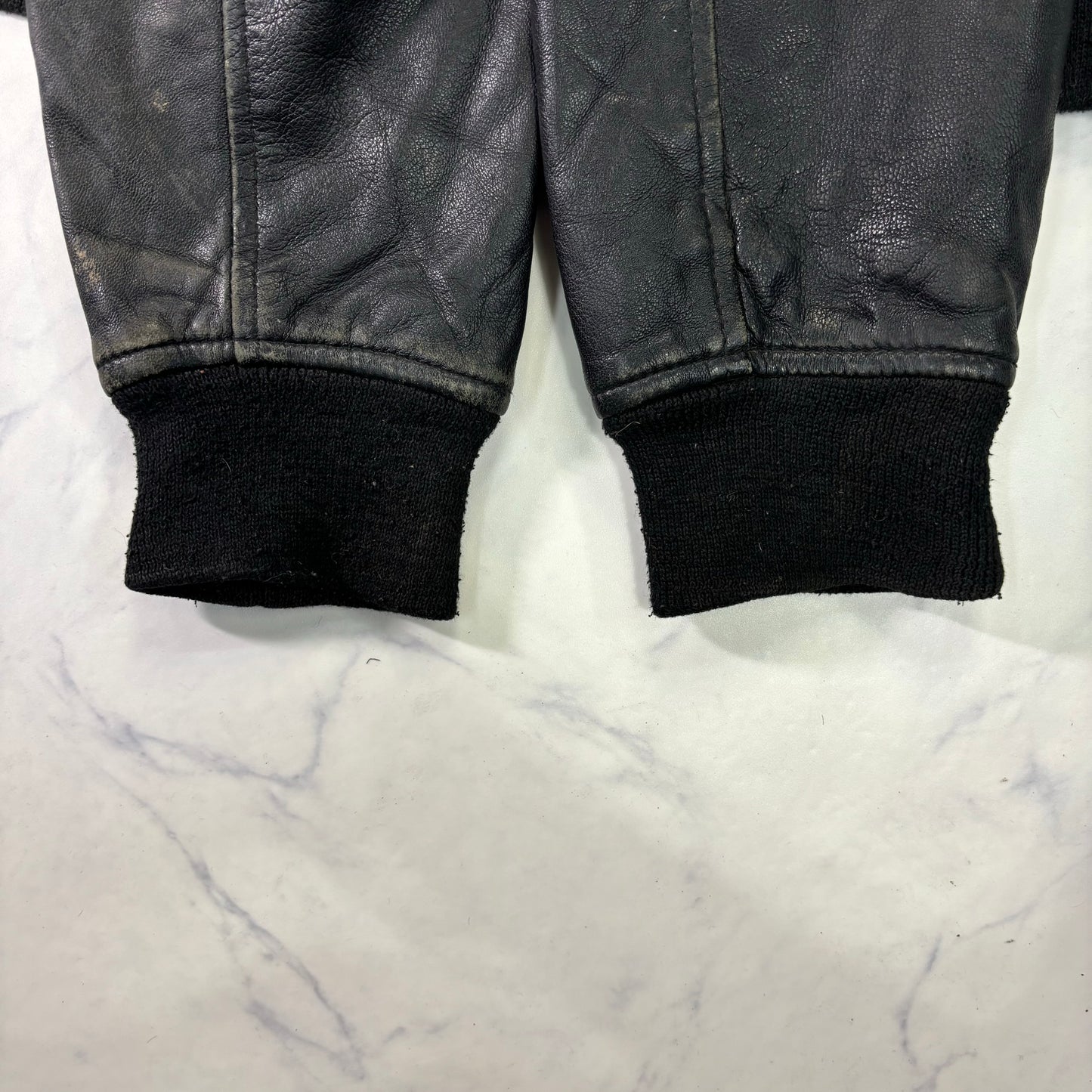 Schott Leather Bomber Jacket Black 90s S