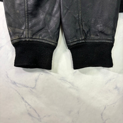 Schott Leather Bomber Jacket Black 90s S