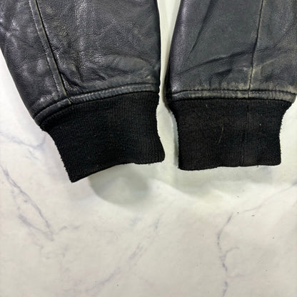 Schott Leather Bomber Jacket Black 90s S