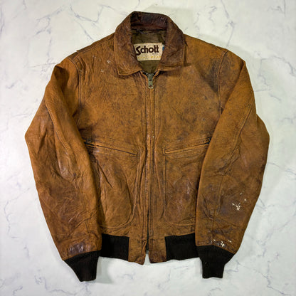 Schott A-2 Leather Flight Jacket Yellowish Brown 80s Size40
