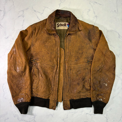 Schott A-2 Leather Flight Jacket Yellowish Brown 80s Size40