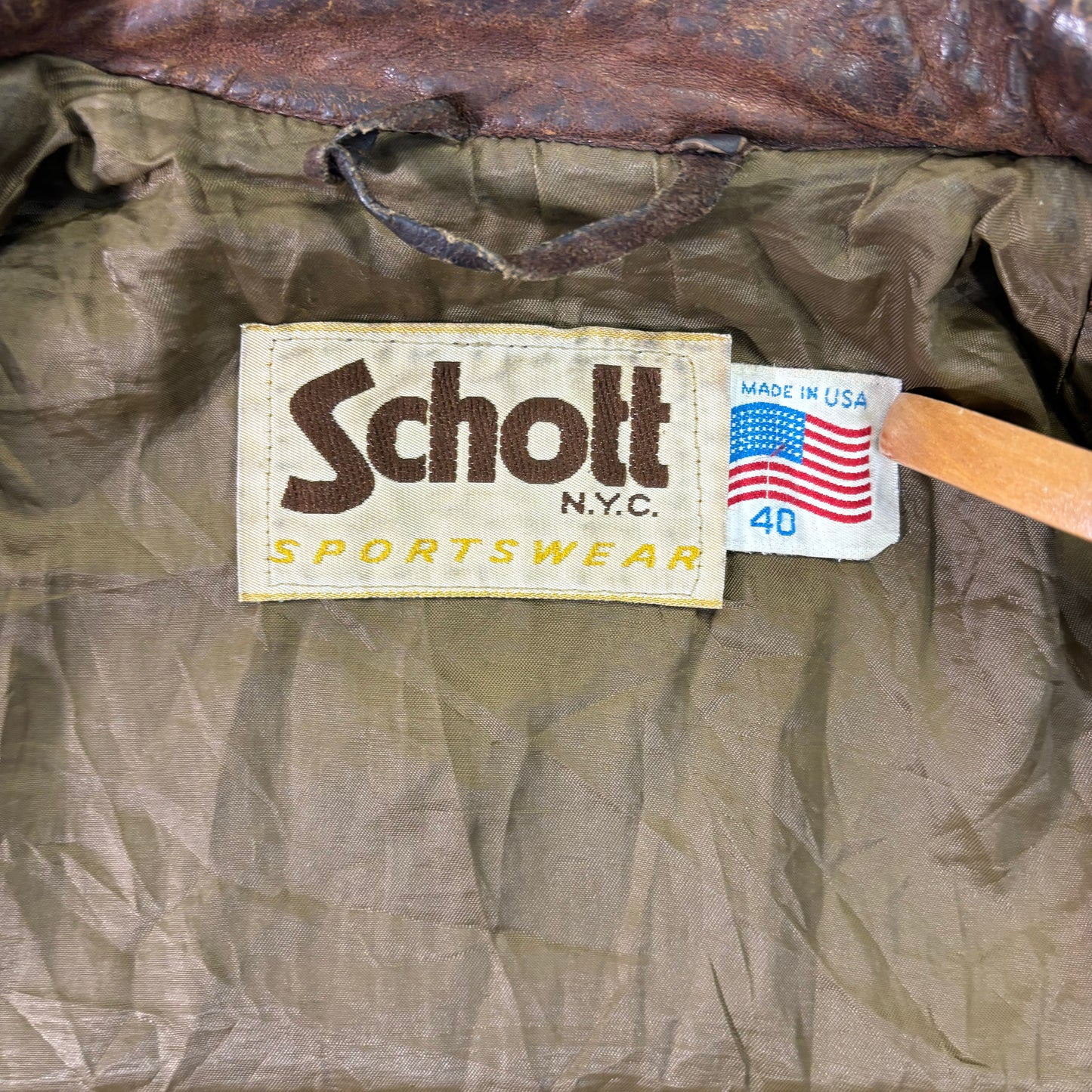 Schott A-2 Leather Flight Jacket Yellowish Brown 80s Size40