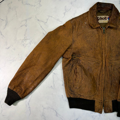Schott A-2 Leather Flight Jacket Yellowish Brown 80s Size40