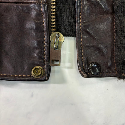 Schott A-2 Leather Flight Jacket Brown 80s Size48