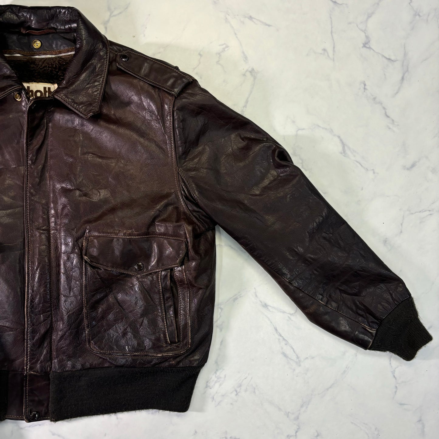 Schott A-2 Leather Flight Jacket Brown 80s Size48