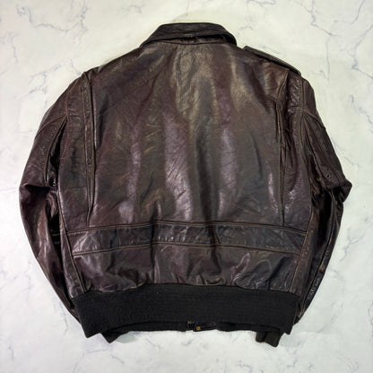 Schott A-2 Leather Flight Jacket Brown 80s Size48