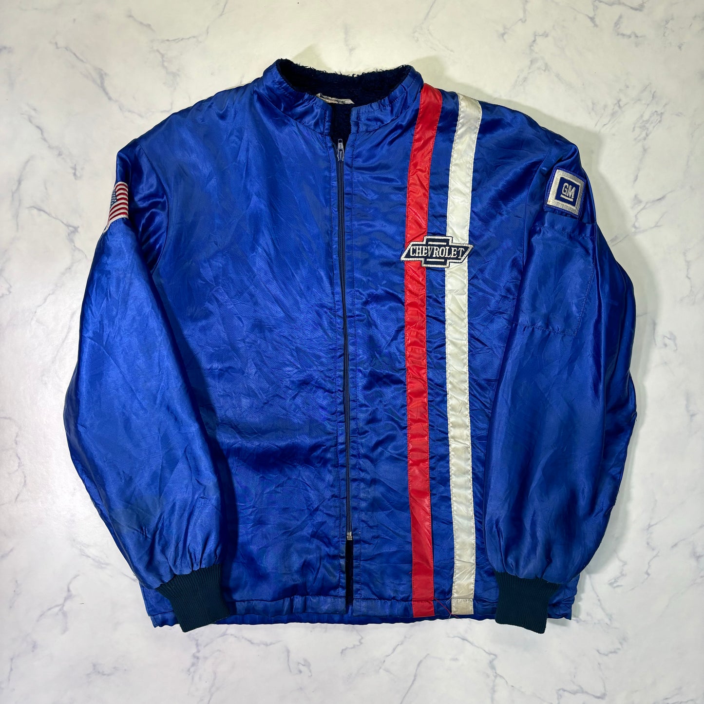 Chevrolet Racing Nylon Jacket Blue GM Logo 90s Vintage