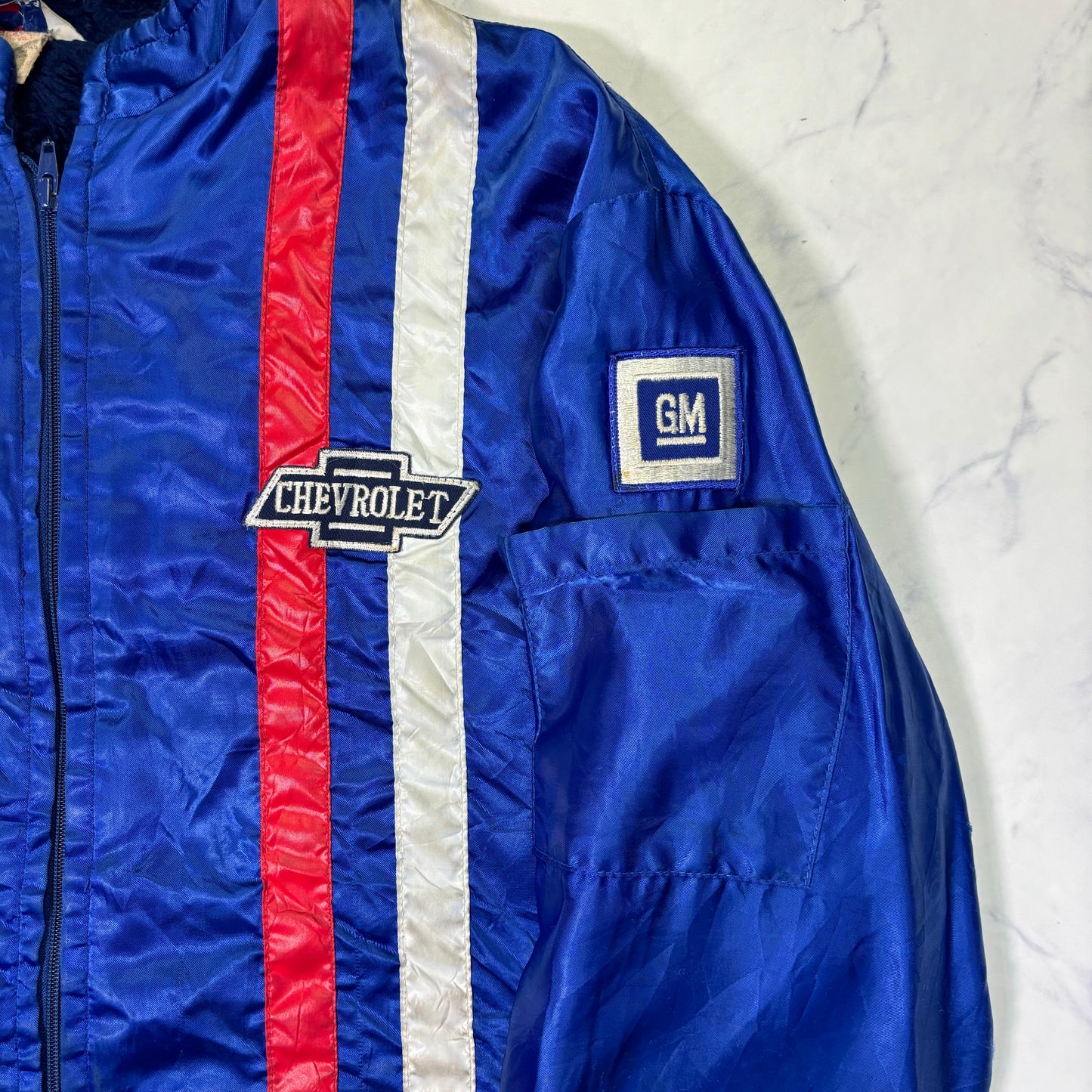 Chevrolet Racing Nylon Jacket Blue GM Logo 90s Vintage