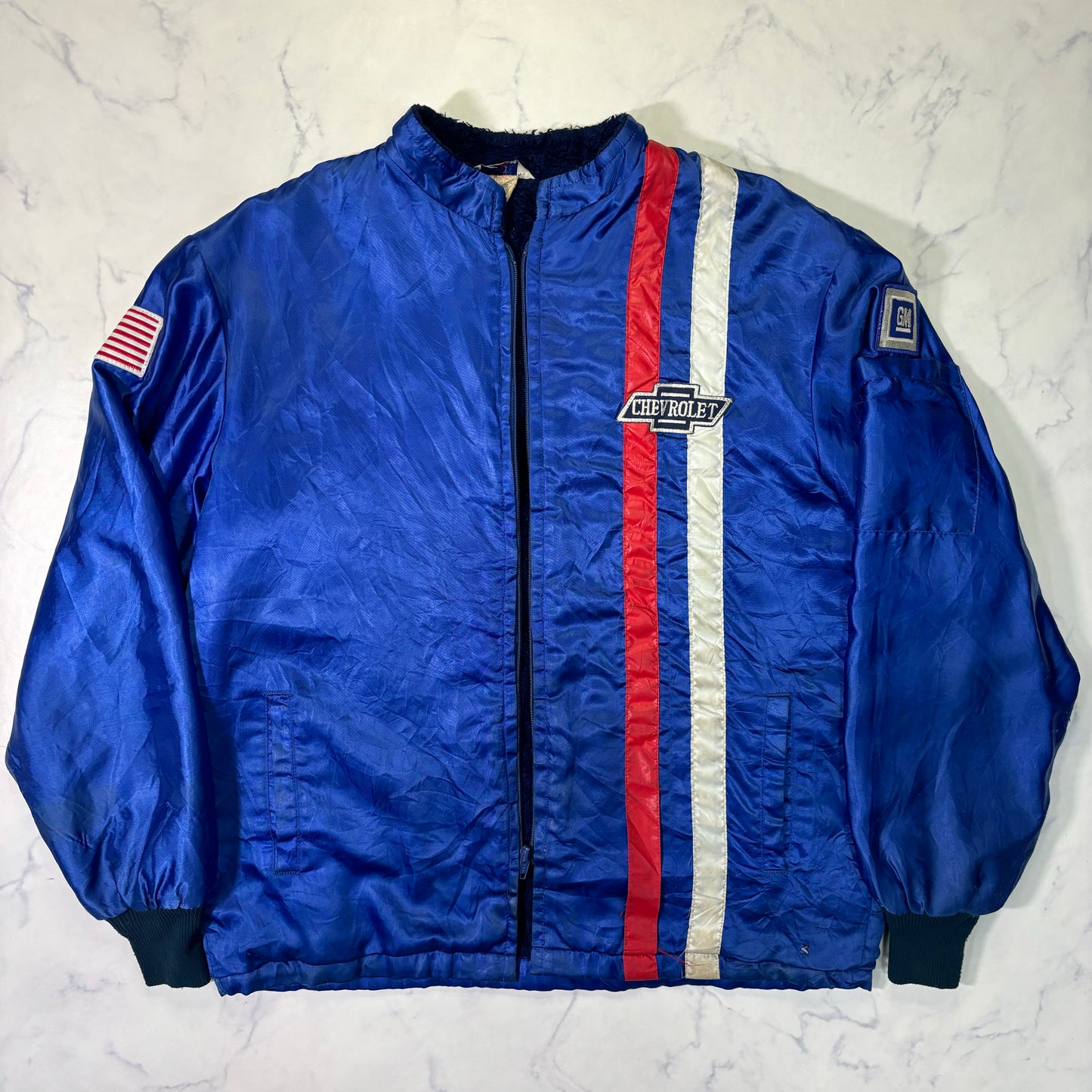 Chevrolet Racing Nylon Jacket Blue GM Logo 90s Vintage
