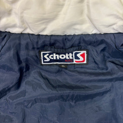 Schott Padded Nylon Jacket White Navy 90s Vintage